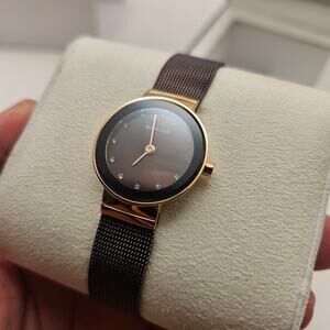 BERING WOMEN'S CLASSIC STAINLESS STEEL BROWN MILANESE MESH WATCH, 24M 10124-265